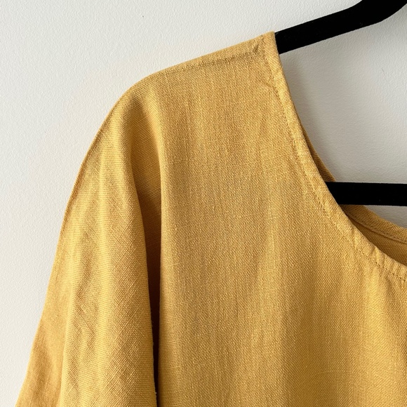 Golden Yellow Linen Midi Dress - Picture 4 of 16